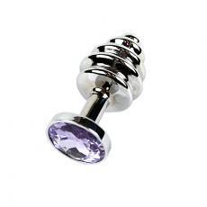 Анальный плаг серебристый елочкой Silver Butt Plug Baby Purple