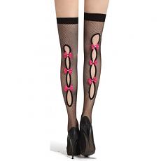 Чулки черные в сетку с бантами сзади