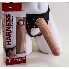 Фаллоимитатор - неоскин с поясом Harness в коробке ( strap-on )