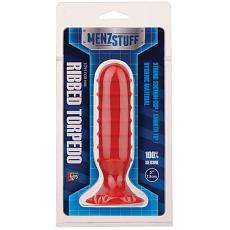 Массажер для анальной стимуляции MENZSTUFF RIBBED TORPEDO PLUG 5INCH RED