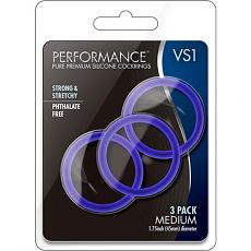 Набор синих силиконовых эрекционных колец Performance Vs1 Cock Ring