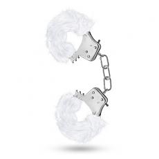 Наручники из листового металла с мехом белого цвета, совместно с ключами