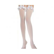 Однотонные белые чулки с атласными бантами