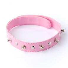 Ошейник с шипами розовый