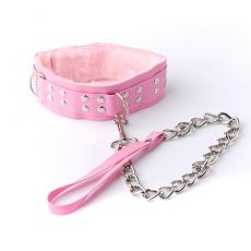 Розовый ошейник с цепочкой