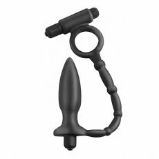 Вибромассажер анальный с эрекционным кольцом Ass-kikcer with cockring