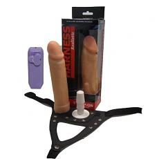 Вибромассажер с поясом Harness Realistic с пультом  гладкий