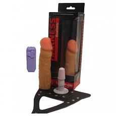 Вибромассажер с поясом Harness Realistic с пультом телесный