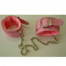 Виниловые оковы розовые с мехом