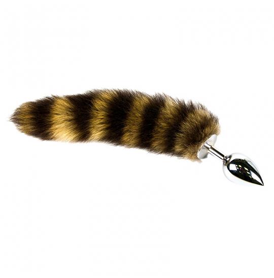 Анальный плаг с хвостиком Silver Butt Plug цвет белый