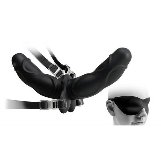 Фаллоимитатор двойной с креплением на поясе цвет черный