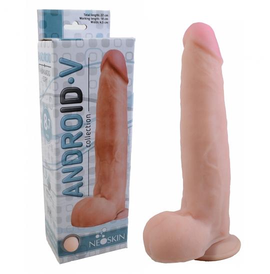 Фаллоимитатор неоскин на присоске в коробке ANDROID Collection-V 18 см цвет телесный