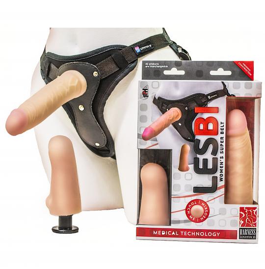 Фаллоимитатор неоскин с поясом Harness Lesbian Series цвет телесный