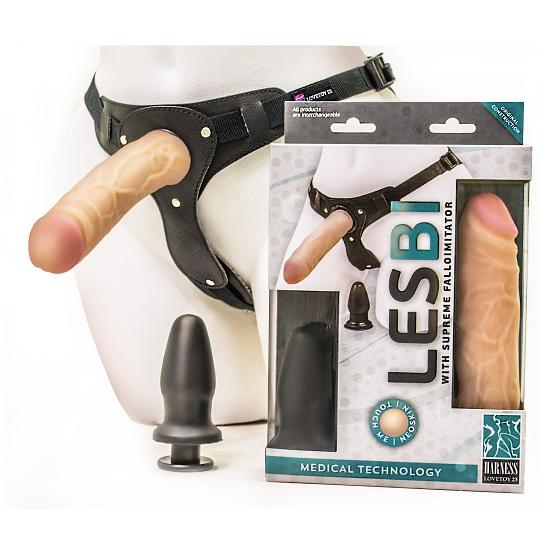 Фаллоимитатор неоскин с поясом Harness Lesbian Series цвет телесный