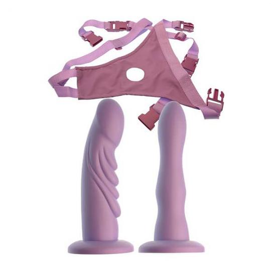 Фаллоимитатор с креплением на поясе розовый Ultimate Twin strap-on цвет фиолетовый