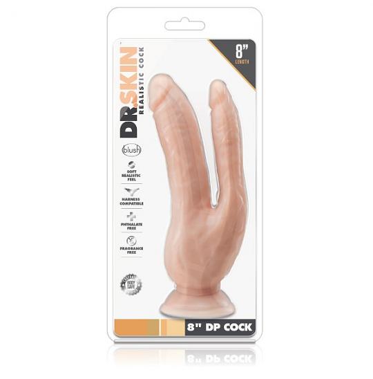 Фаллоимитатор-массажер двойной Dr. Skin 8inch Dp Cock Flesh цвет телесный