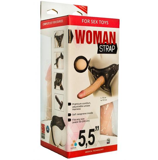 Женский пояс с насадками Woman Strap 4.5 цвет телесный