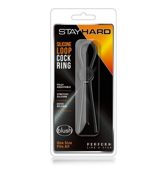 Клиторальный стимулятор-кольцо Stay Hard Silicone Loop Cock Ring Black цвет черный