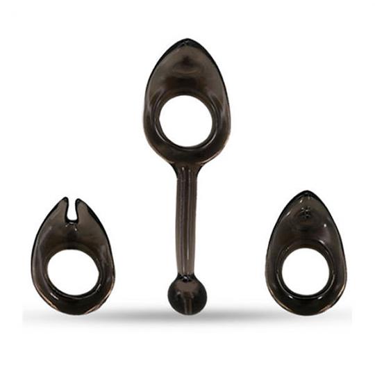 Клиторальный стимулятор-кольцо в наборе цвет черный