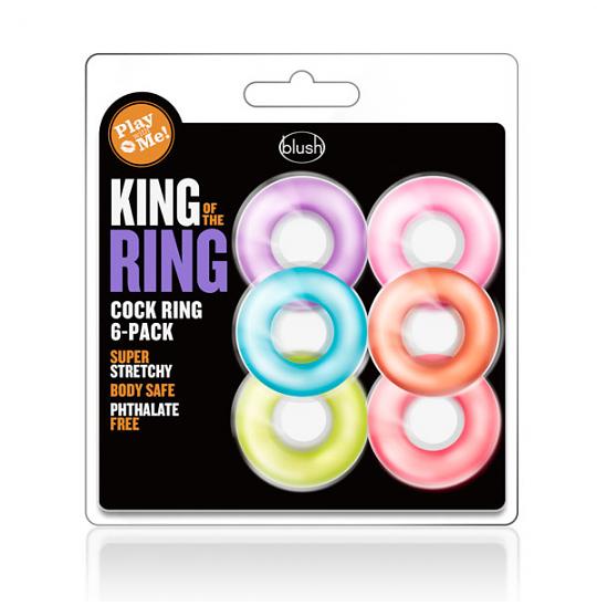 Клиторальный стимулятор-кольцо в наборе Play With Me King Of The Ring 6-pack цвет оранжевый
