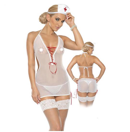 Костюм медсестры полупрозрачный цвет белый