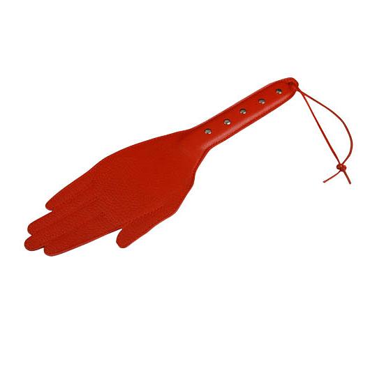 Красная хлопалка-ладонь с жесткой рукоятью цвет красный