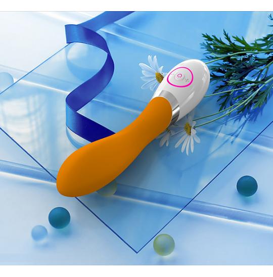 Креативный вибратор из силикона оранжевый цвет желтый