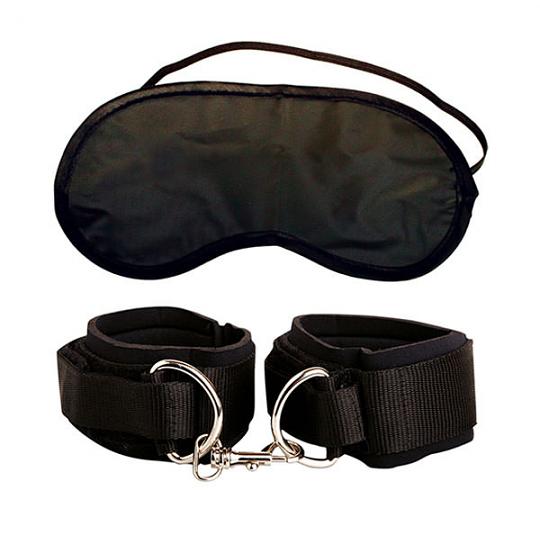 Маска для сна и манжеты на запястья Heavy Duty Cuffs цвет черный