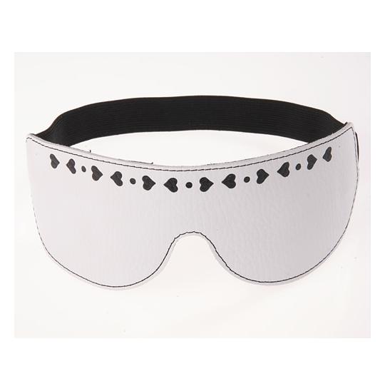 Маска из натуральной кожи с сердечками цвет белый