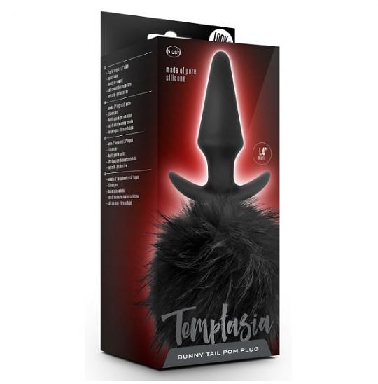 Массажер для анальной стимуляции Bunny Tail Pom Plug цвет черный