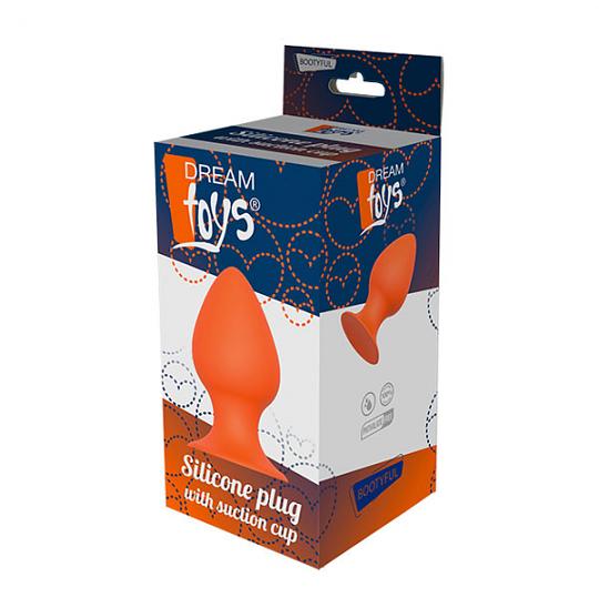 Массажер для анальной стимуляции Orange Plug With Suction Cup 12см цвет оранжевый