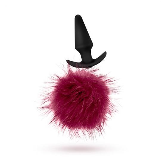 Массажер для анальной стимуляции Pom Plugs Fur Pom Pom Burgundy цвет красный