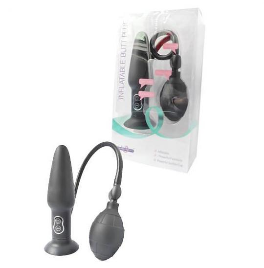 Надувной массажер для анальной стимуляции с вибрацией цвет черный