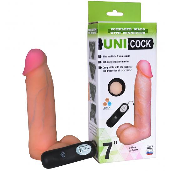 Насадка на Harness с 12-режимной вибрацией Unicock 19 см цвет телесный