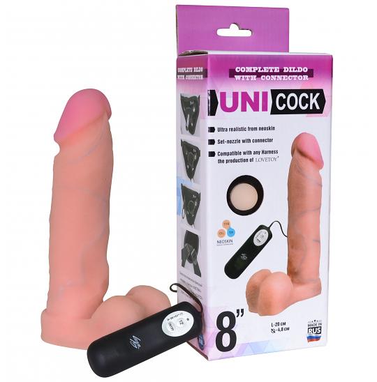 Насадка на Harness с 12-режимной вибрацией Unicock 20 см цвет телесный