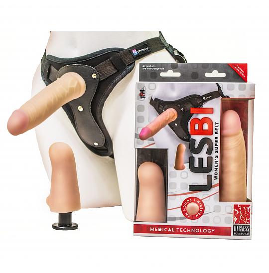 ru836603 Фаллоимитатор неоскин с поясом Harness ( коробка - LESBIAN SERIES ) цвет телесный