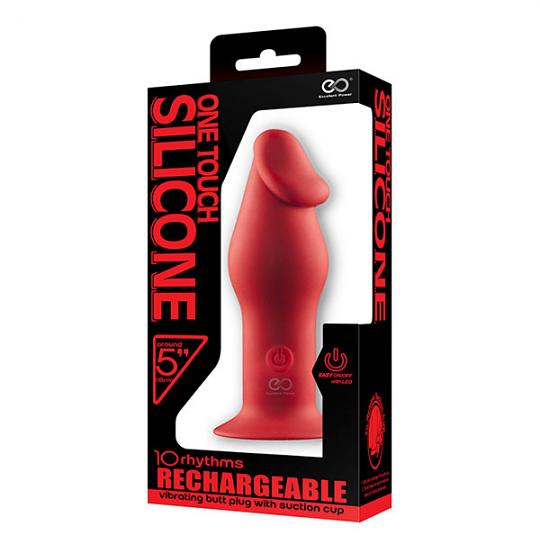 Вибратор для анальной стимуляции 5inch Rechargeable Buttplug на присоске цвет красный