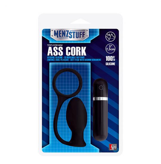Вибромассажер анальный Анальный плаг Menzstuff Ass Cork Blk цвет черный