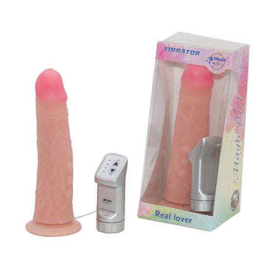 Вибромассажер кибер-кожа с пультом цвет телесный