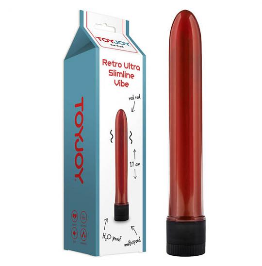 Вибромассажер-фаллоимитатор Retro Ultra Slimline Vibe цвет красный