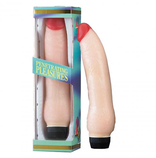 Вибромассажер-фаллоимитатор с красной головкой Penetrating цвет телесный