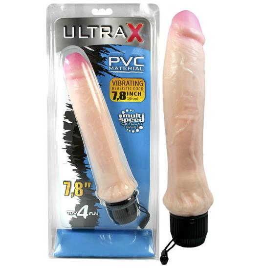 Вибромассажер-фаллоимитатор Ultra X 20см цвет телесный