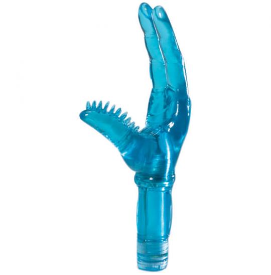 Вибромассажер-клиторальный стимулятор Два пальца цвет голубой