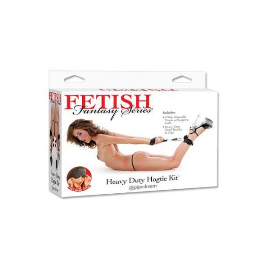 Регулируемые мягкие манжеты на запястья и лодыжки с креплением Heavy Duty Hogtie Kit цвет черный