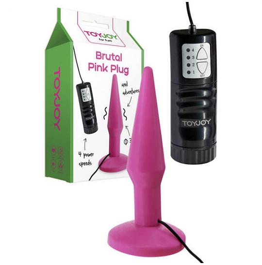 Массажер для анальной стимуляции с вибратором Brutal Pink Plug цвет фиолетовый