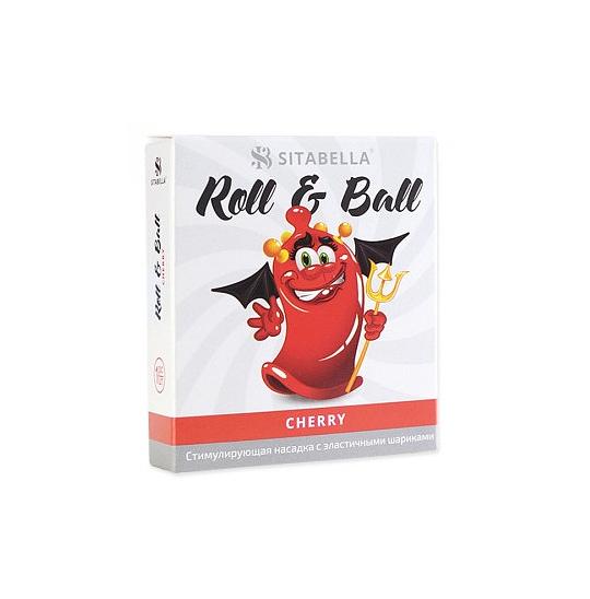 Насадка стимулирующая с эластичными шариками Roll & Ball Вишня цвет красный