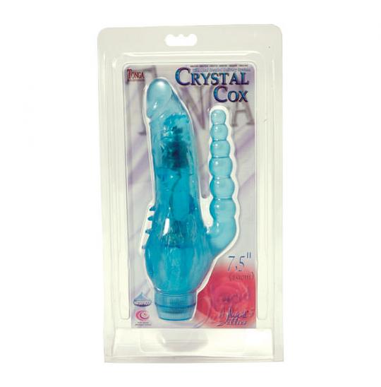 Анально-вагинальный вибратор Crystal Cox цвет голубой